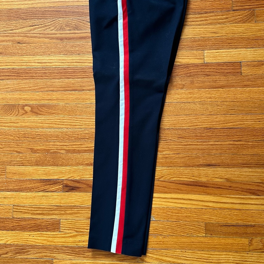 Zara Black and Red Ankle Pants with Stripe Detail